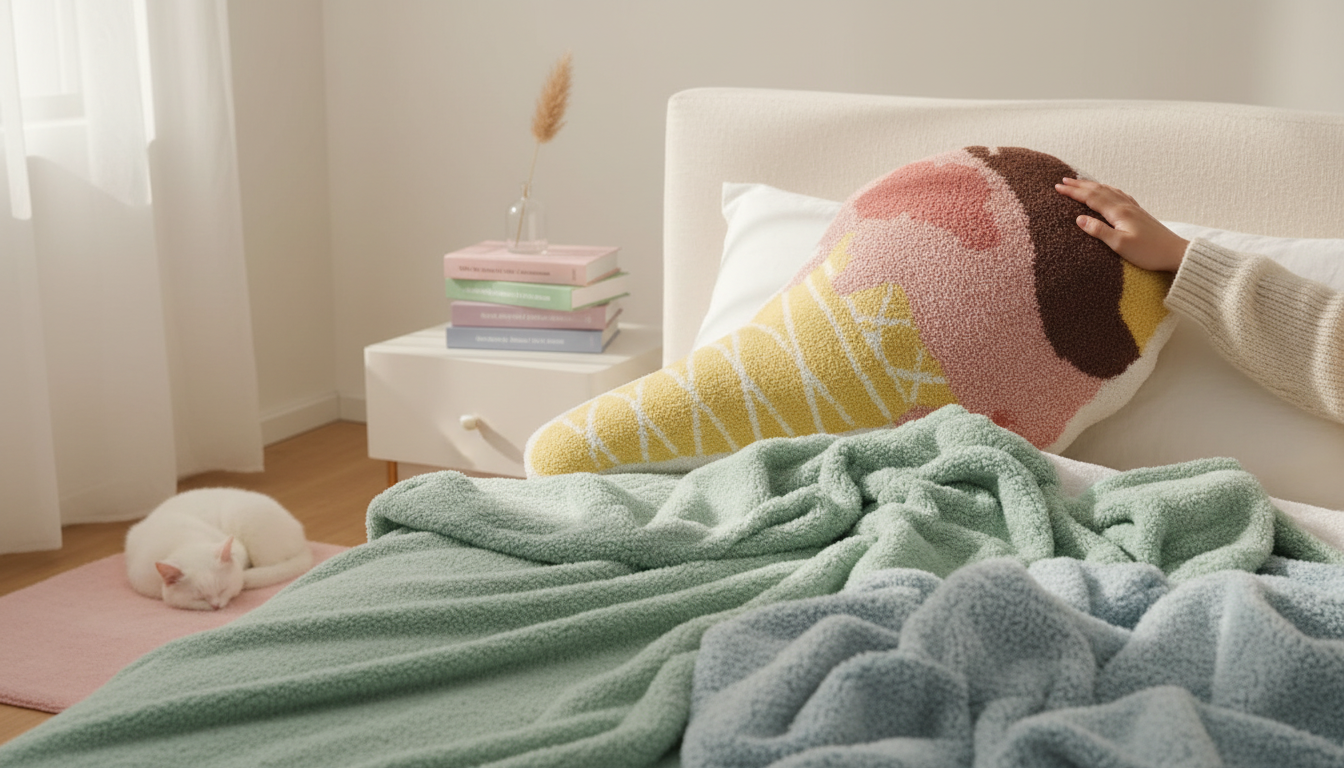 Kawaii Ice Cream Throw Pillow: Cute Pastel Room Accent