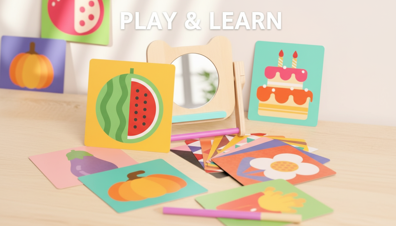 High-Contrast Baby Mirror & Cards: Montessori Newborn Play