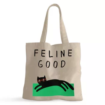 Feline Good Cotton Tote: Cat Pun Bag for Everyday Errands